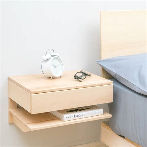 Black And White Wall Shelves: Bedside Shelf With Drawer