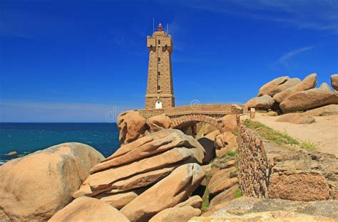 Lighthouse of Ploumanac H, Brittany, France Stock Image - Image of ...