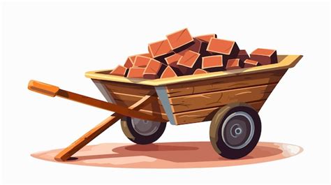 Wheelbarrow Construction With Bricks Cartoon Vector Illustration