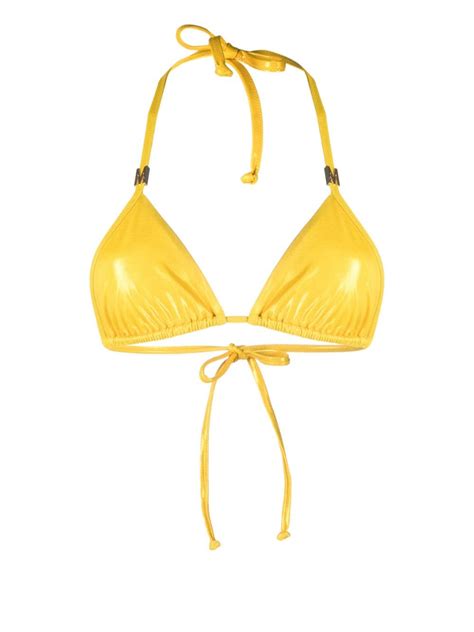 Moschino Metallic Effect Triangle Bikini Top In Yellow ModeSens