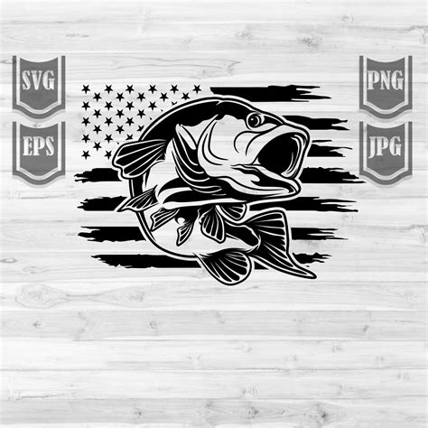 USA Bass Fishing Svg File Bass Fish Clipart Angling Etsy Fishing