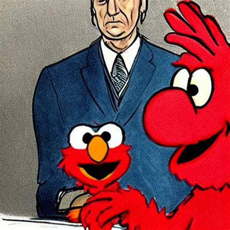 Elmo Testifying In Court With Saul Goodman Courtroom Stable