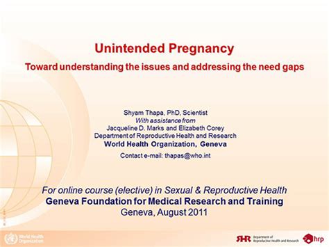 Unintended Pregnancy Toward Understanding The Issues And Addressing