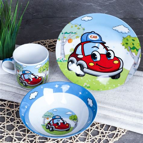 Набор детской посуды 3 предмета "Маленькая машинка" - купить с ...