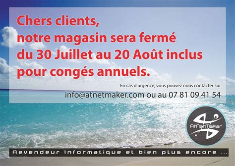 Congés Annuels 2023 AtNetMaker