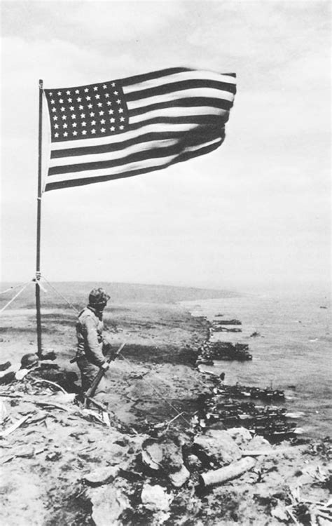 Us Flag Flying On Mount Suribachi