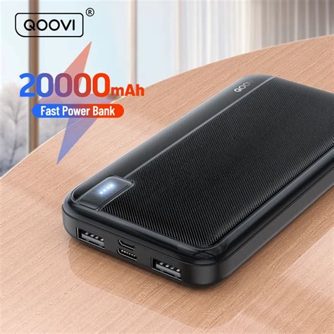 QOOVI 20000mAh Power Bank External Large Battery Capacity Portable