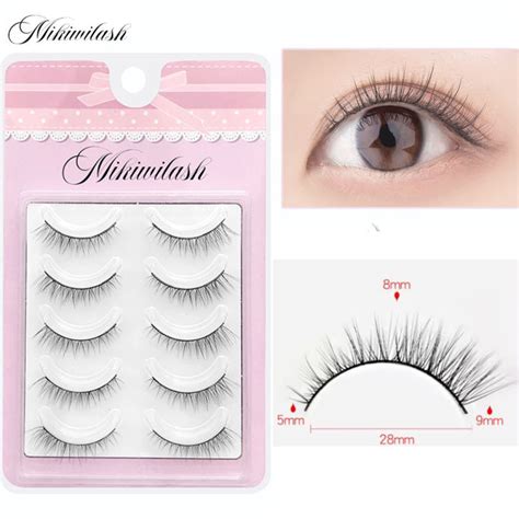 Mikiwilash (Free Glue) False Eyelashes With Glue Natural Fake Lashes 5 Pairs Thin Soft Eyelashes ...