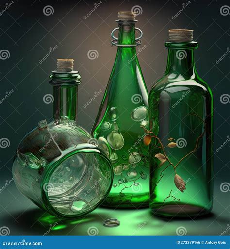 Fictional Nature Themed Recyclable Glass Bottles - Generative AI in