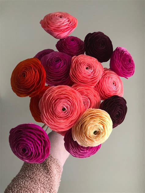 Crepe Paper Ranunculus Paper Flowers For Home Decor Or Etsy