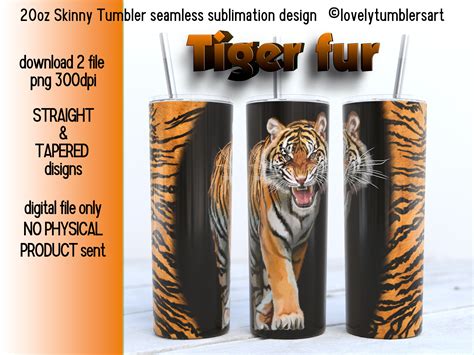 Oz Skinny Tumbler Tiger Sublimation Designs Fur Tiger Etsy