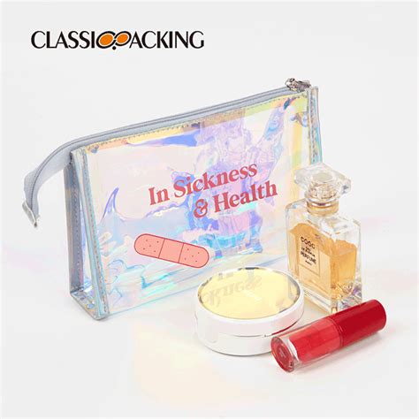 Bulk Clear Holographic Makeup Bags With Printable Letters CLASSIC PACKING