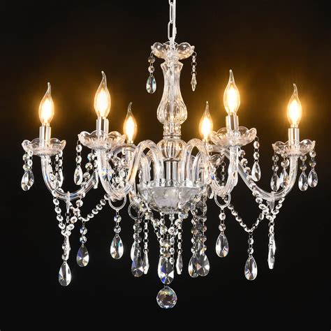 Vlaikz Candle Crystal Chandelier Transparent K9 Crystal Lamp 6 Head