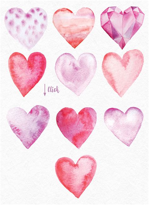 10 Watercolor Hearts Clip Art By Larysa Zabrotskaya TheHungryJPEG