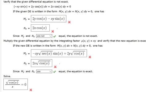 Solved Verify That The Given Differential Equation Is Not