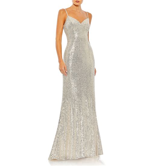 Mac Duggal Sequin Sweetheart Neck Sleeveless Column Gown Dillards