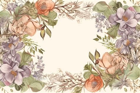 Premium AI Image | A floral frame with a floral border.