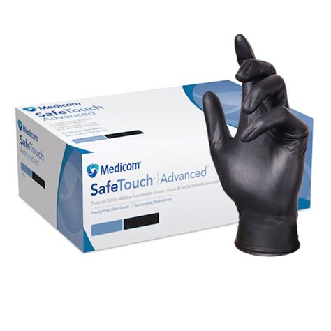 Medicom Safetouch Advanced Guard Black Nitrile Gloves Large 1138d