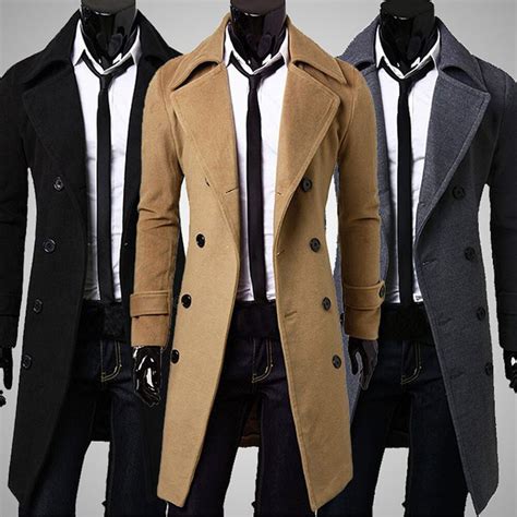 Klv Marca Ropa Hombres De Invierno Slim Elegante Trencas Abrigo Doble