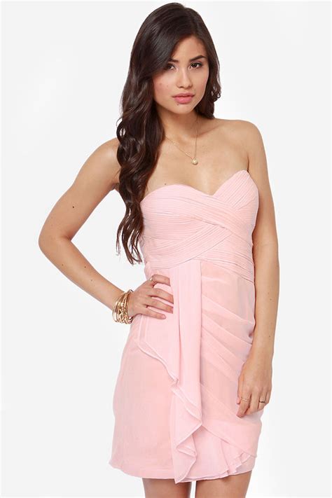 Sultry Pink Dress Strapless Dress 7200 Lulus