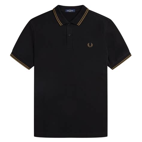 Fred Perry M3600 Twin Tipped Polo Shirt Black Shaded Stone 12