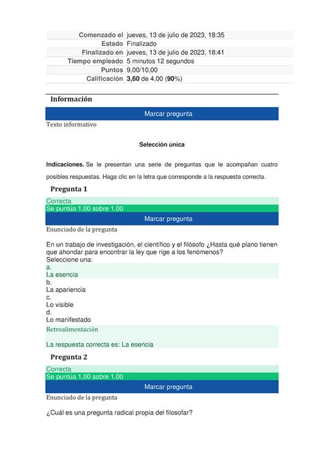 unidad 2 actividad 2 5 cuestionario filosofia Información Marcar