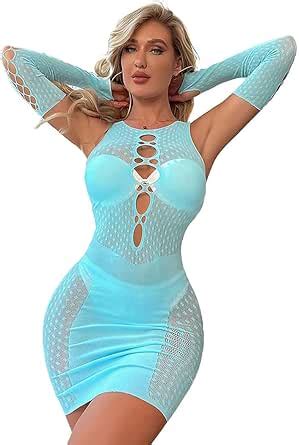 Amazon Aiosy Sexy Bodystocking Lingerie Green Blue Plus Size