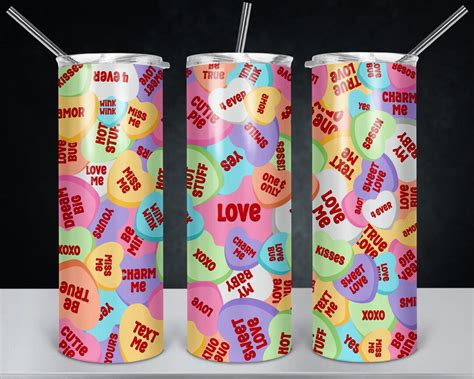 Conversation Hearts Candy Hearts Valentine's Day Tumbler Design Digital ...