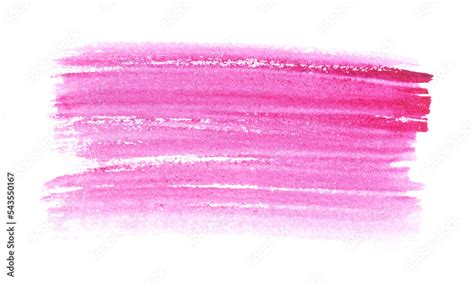 Pink paint stroke drawn with brush on white background, top view Stock Photo | Adobe Stock