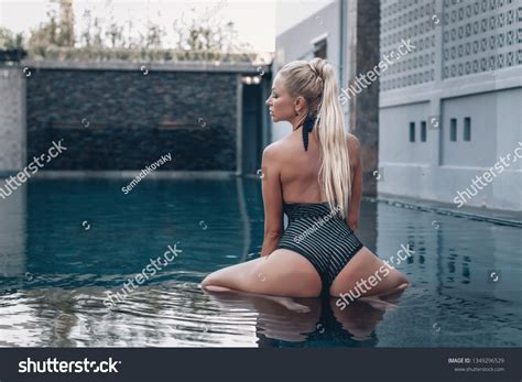 Sexy Long Haired Blonde Girl Black Stock Photo Shutterstock
