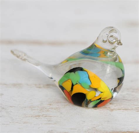 UNICEF Market Handblown Brazilian Colorful Bird Art Glass Paperweight