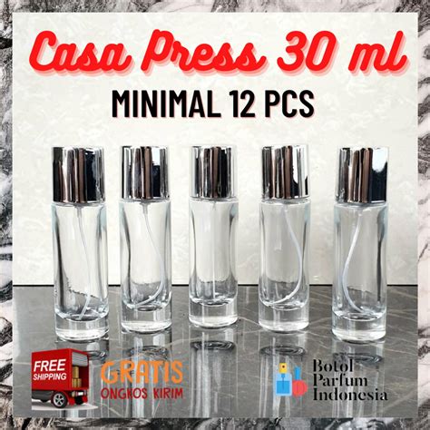 Jual BOTOL PARFUM KOSONG SPRAY KACA PRESS 30 ML CASA TRANSPARAN PRESS