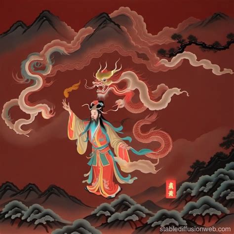 Image Of Chinese God Wang Lingguan Glowing Stable Diffusion Online