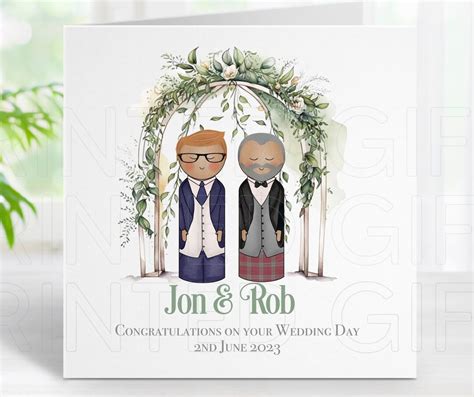 Personalised Wedding Card Custom Lgbtq Wedding Card Mr And Mr Card Him