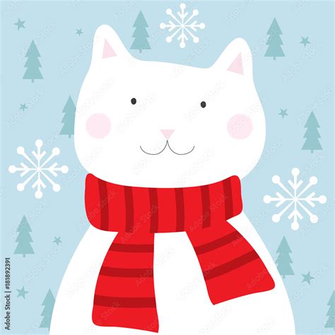 Cute Cat Celebrating Christmas Stock Vector Adobe Stock