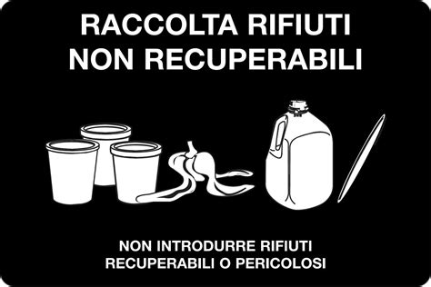 Adesivo Pvc 30x20 Cm Rifiuti Non Recuperabili Raccolta Differenziata