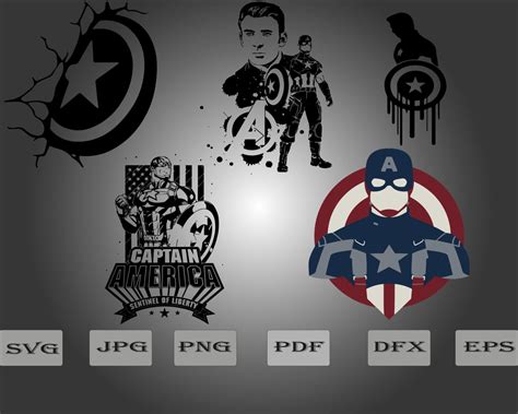 Captain America Logos SVG PNG Files Captain America Silhouete Marvel ...