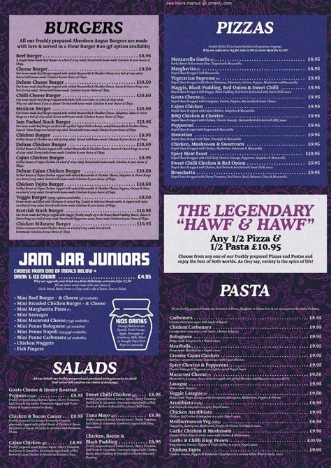 Menu At Jam Jar Paisley Pub And Bar Paisley