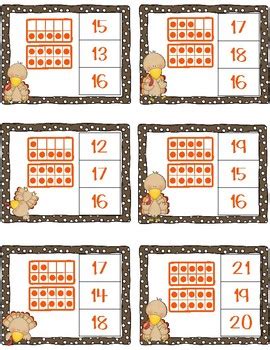 Thanksgiving Turkey Count And Clip Ten Frames Math Center Tpt