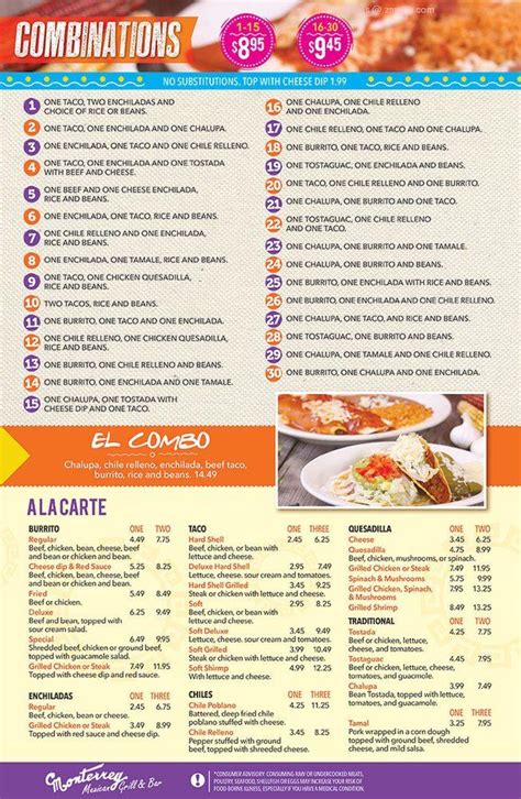 Online Menu of Monterrey Mexican Restaurant Restaurant, Douglasville ...