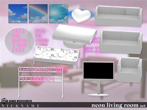 The Sims Resource Neon Living Room Set Loveseat