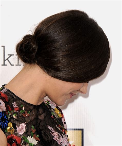 Marion Cotillard Long Straight Chocolate Brunette Updo Hairstyle