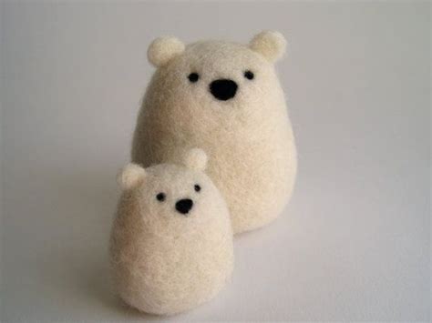 Adorable Needle Felted Polar Bear Mom And Cub