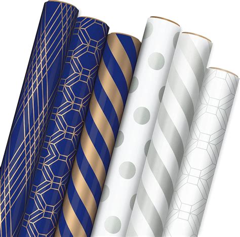 Hallmark Metallic Wrapping Paper Bundle With Cutlines On