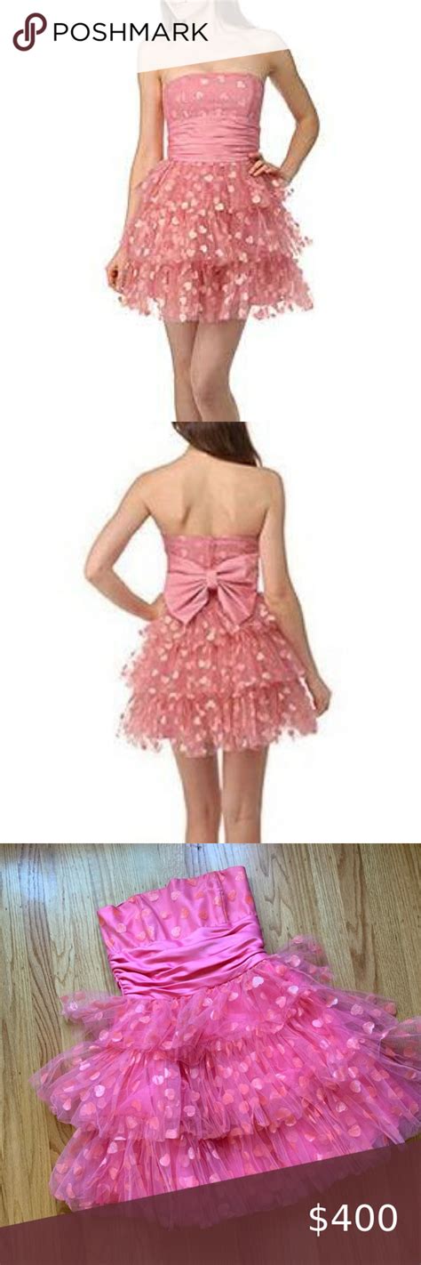 Betsey Johnson Vintage Pink Hearts Tulle Dress In Tulle Dress