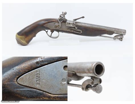 Early 1800s “tower” Marked Antique British 50 Cal Flintlock Belt Pistol Early 19th Century Big