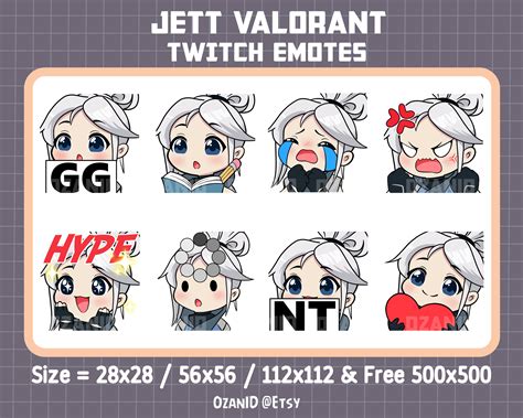 Jett Valorant Emotes Pack Twitch And Discord Emotes Bundle Jett