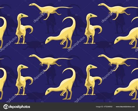 Dinosaurio Lindo Compsognathus Fondo Dibujos Animados Sin Costuras Fondo Pantalla Vector