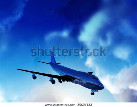 Aircraft Flying High Cloudy Sky Stock Illustration 35601133 Shutterstock