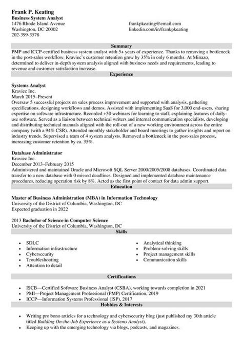 System Analyst Resume Anthonyhatmaker Blog